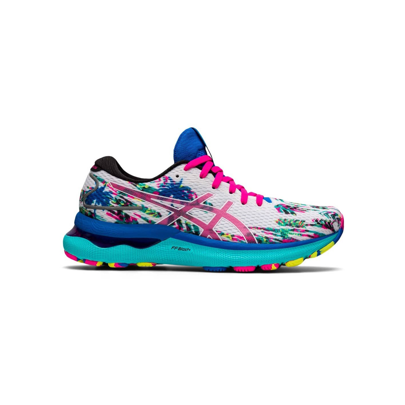 Chaussures Running ASICS Femme GEL-NIMBUS 24 Blanc / Rose / Vert / Bleu PE  2022