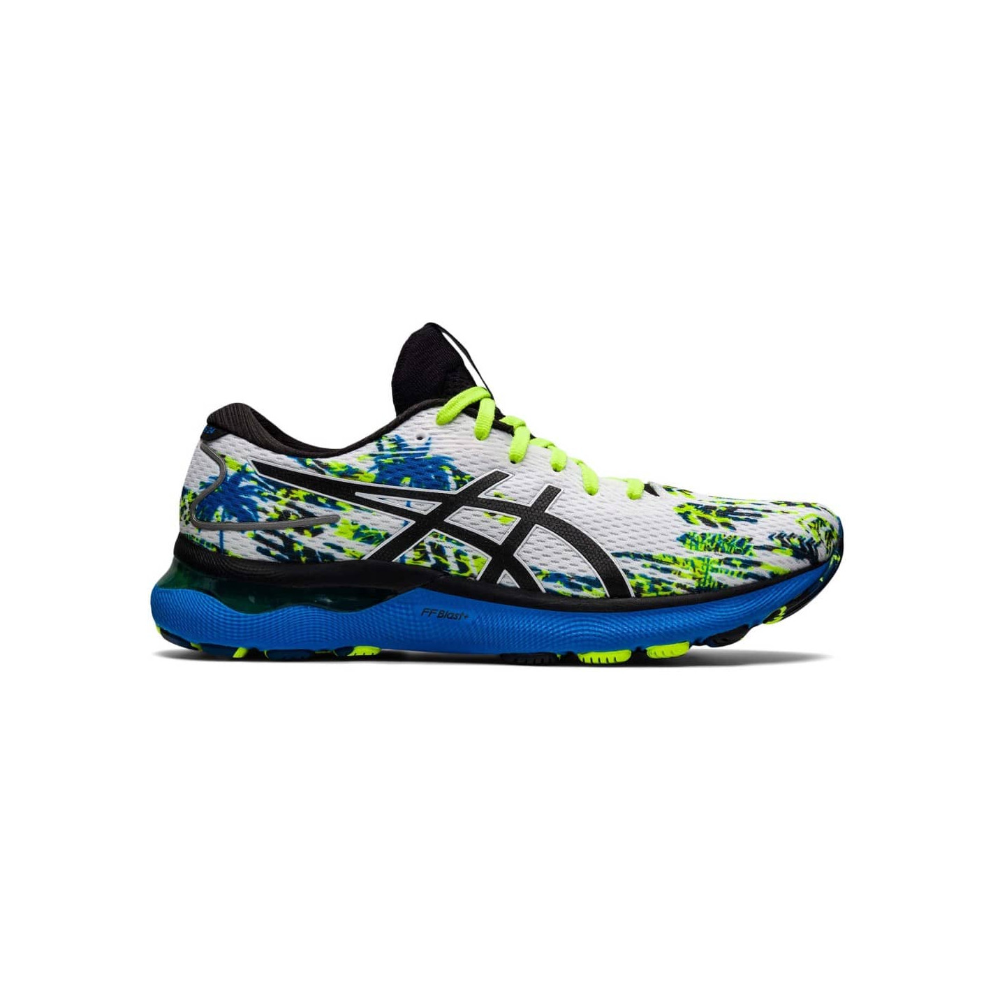 Chaussures Running ASICS Homme GEL-NIMBUS 24 Blanc / Vert / Bleu PE 2022